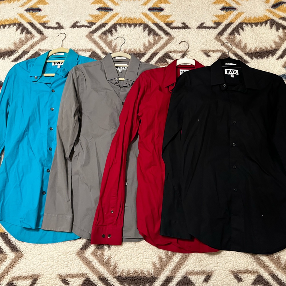 4x 1MX Express dress shirts - extra slim fit, medium tall/long, 15-15.5